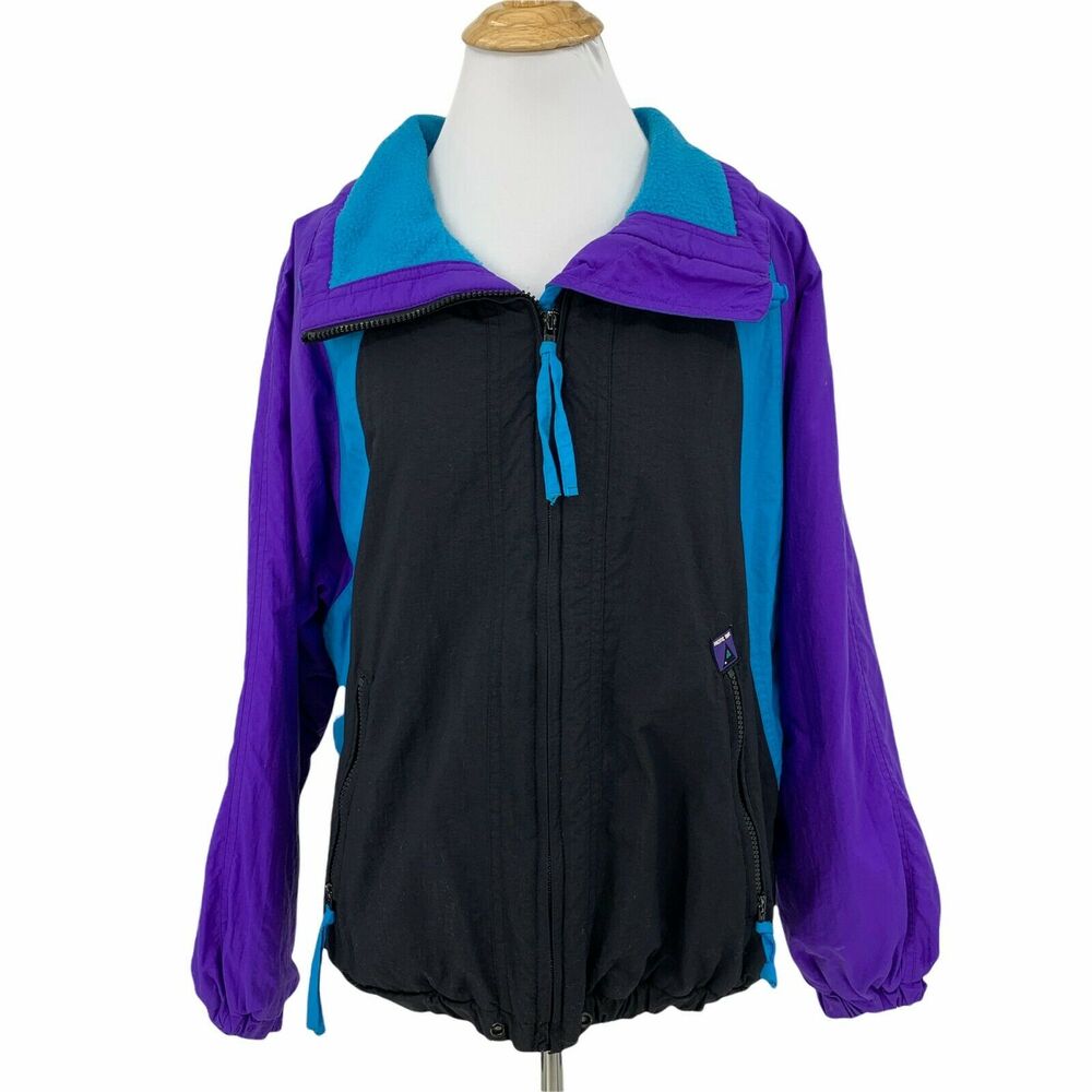 Vintage Pacific Trail Puffer Jacket Women Size S Full Zip Fleece Line Colorblock